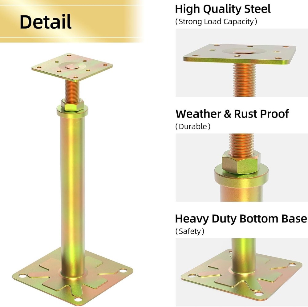 4 PCS Adjustable Floor Jack Post Leveling Telescoping Range 11" - 16" Height