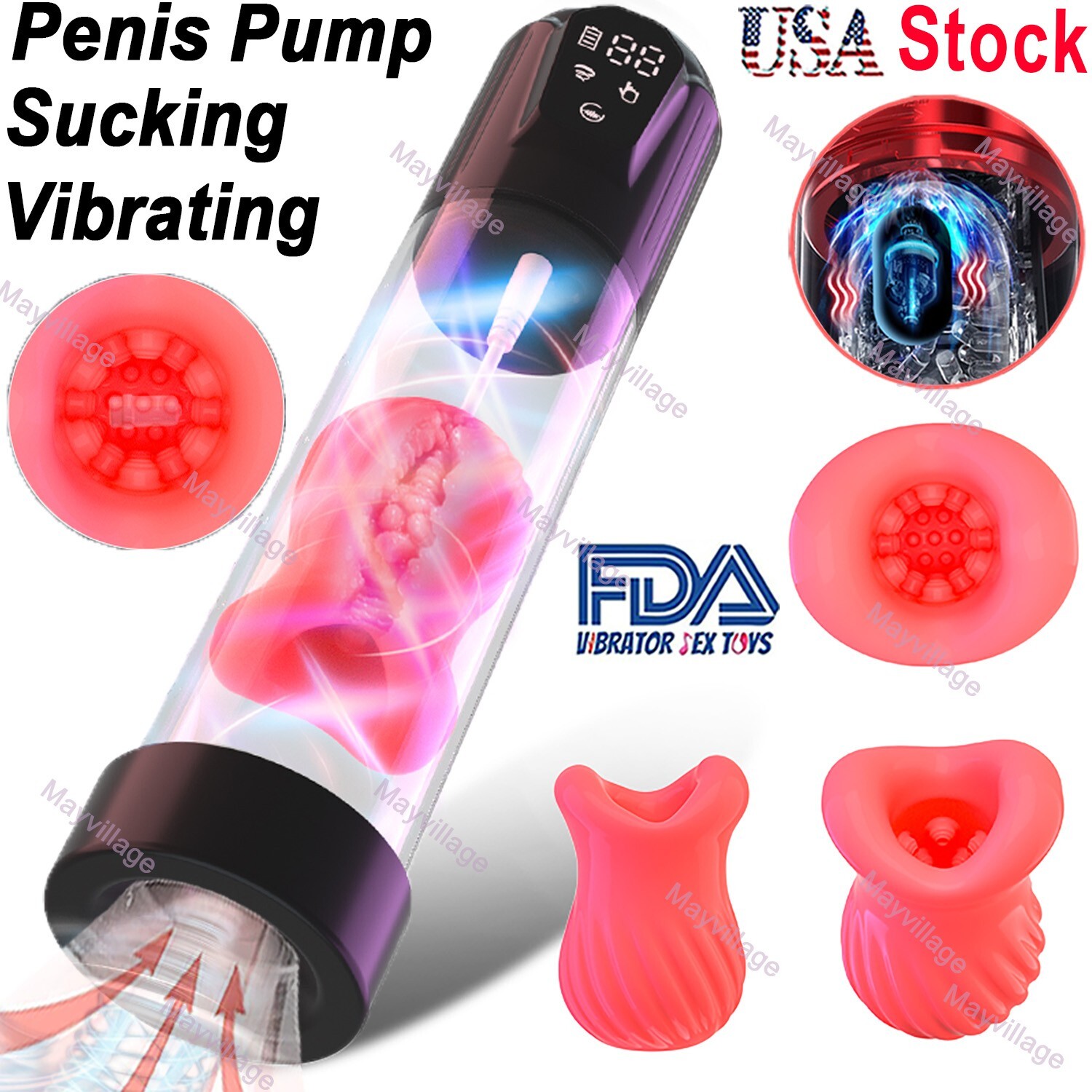 Penis Vacuum Sucking Pump Enhancer Male Masturbaters Enlarger Growth Cup Stroker