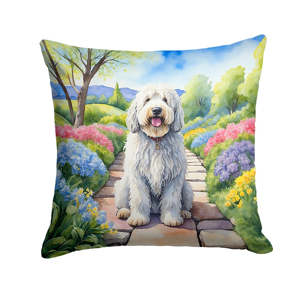 Kuvasz Spring Garden Path Throw Pillow