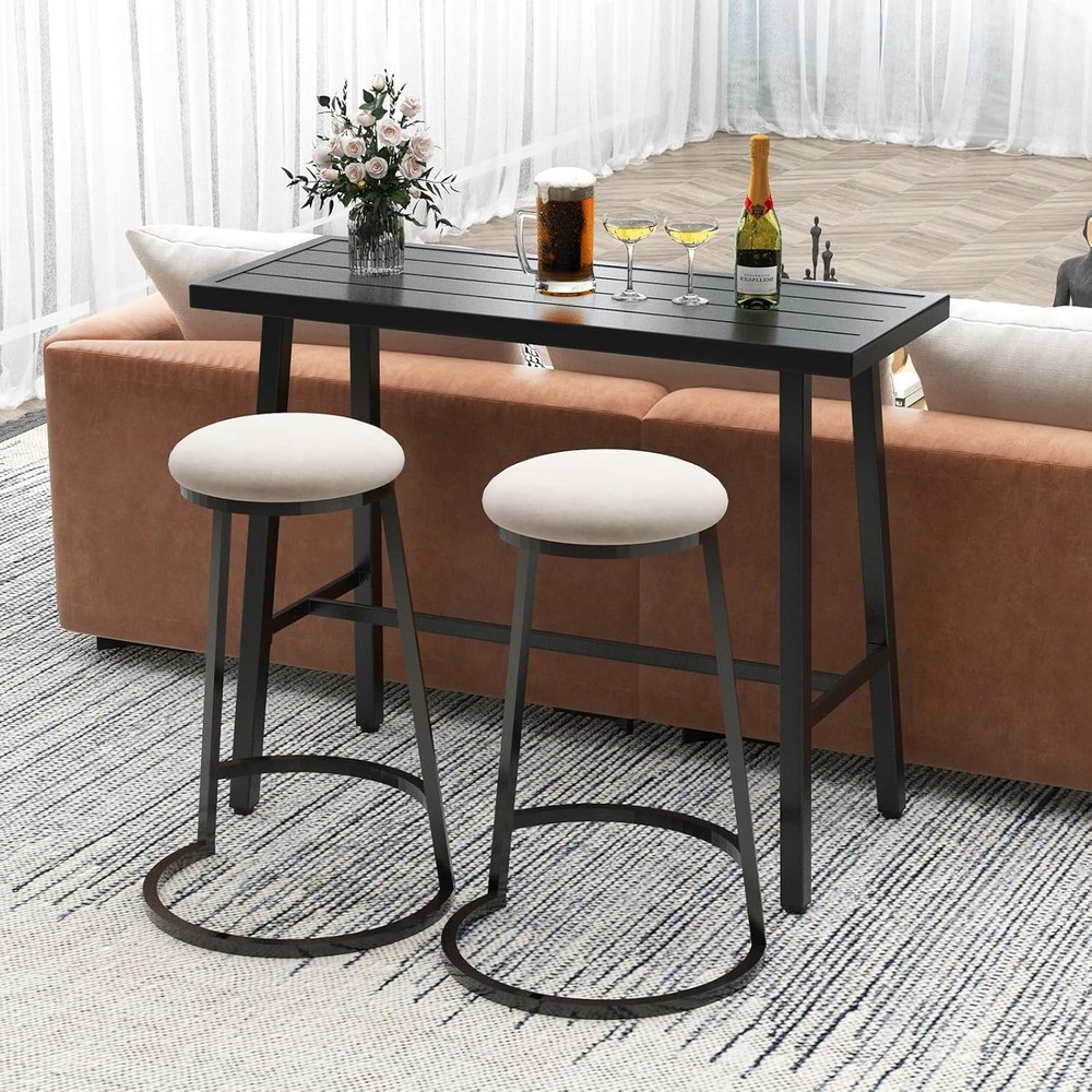 36" Outdoor Bar Table Rectangular High Pub Table W/ Adjustable Foot Pads Patio