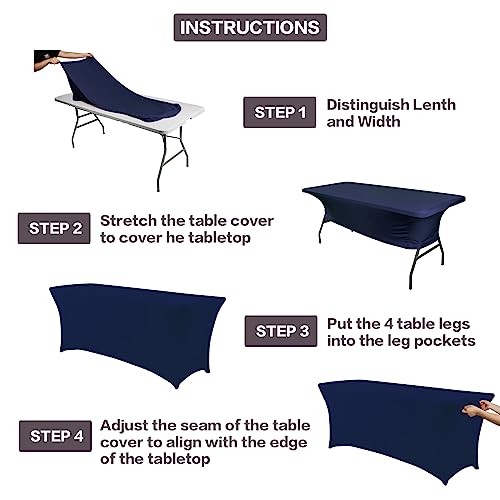 2 Pack 6FT Table Cloth for Rectangular Fitted Events 6 Ft - 2 Pcs Jean Blue