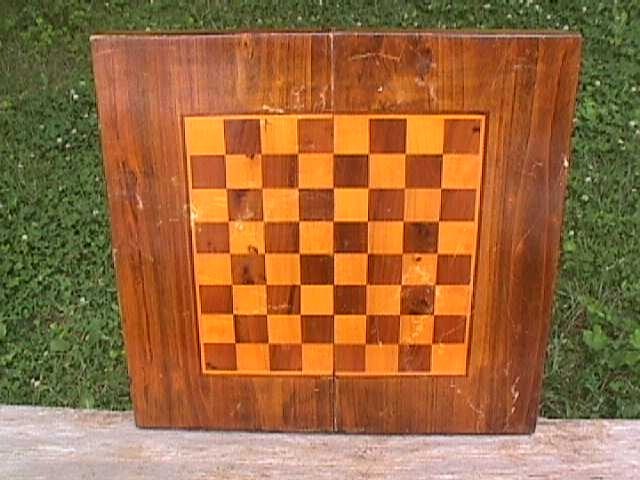 VINTAGE WOODEN FOLDING CHESS BOARD DECOR WALL ART YOU RESTORE