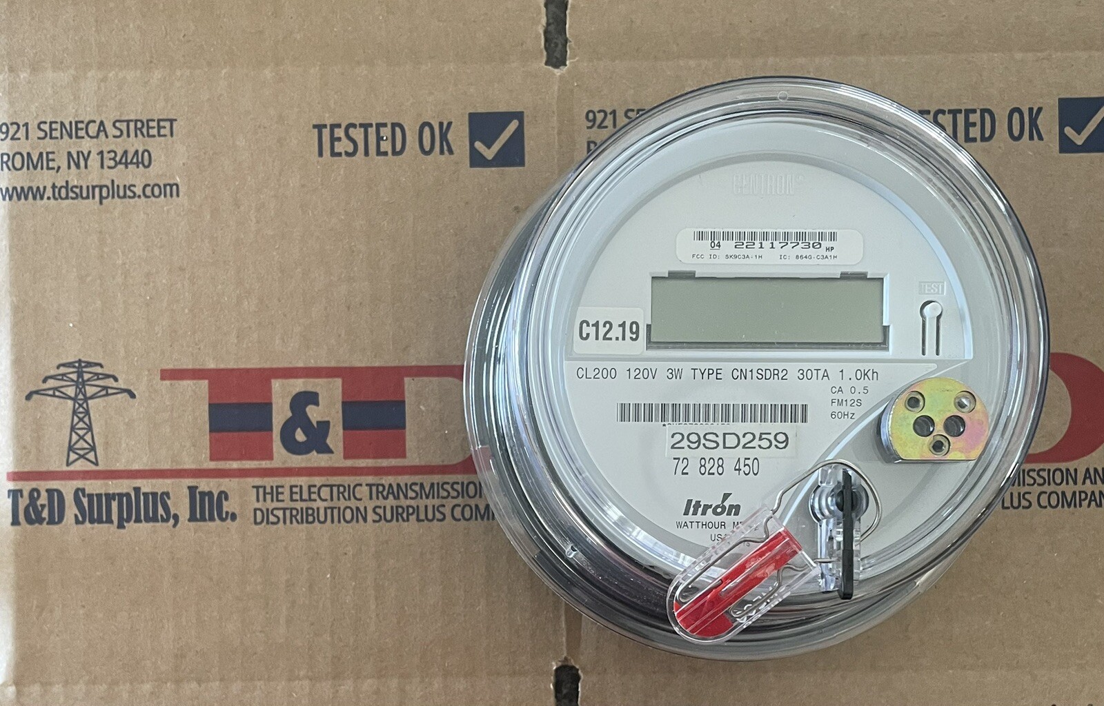 ITRON, WATTHOUR METER (KWH) 3W, NETWORK, FM 12S, 200A, 120V, 5T, DEMAND, CN1SDR2