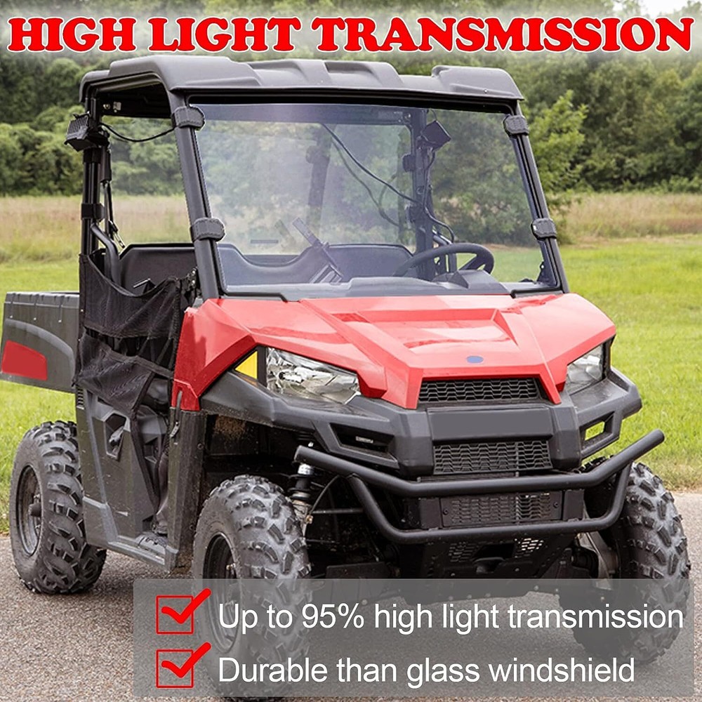 Front Windshield UTV Scratch-Resistant for Polaris Ranger Midsize 500 570 ETX EV