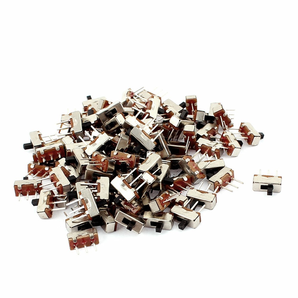 100Pcs 3 Terminals PCB DIY 2 Positions SPDT Horizontal Mini Slide Switch