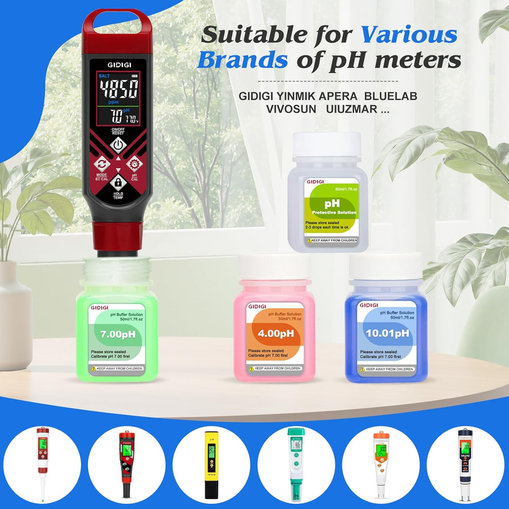 Ph Calibration Solution Kit (4,7,10 Ph Buffer Solution) & Ph Electrode Storage S