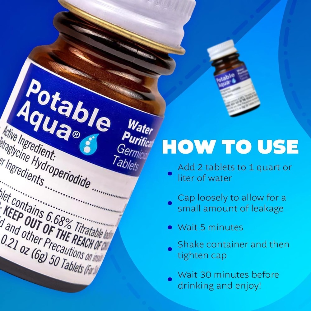 Water Tablets Purification for Drinking (100 Count) - Water Filtration System Su