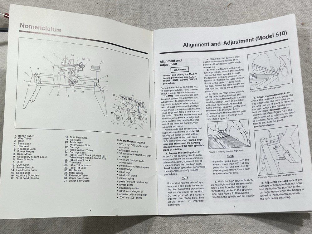 Shopsmith Mark V Help Kit Allen Wrench + Oiler + Alignment + Maintenance + Screw