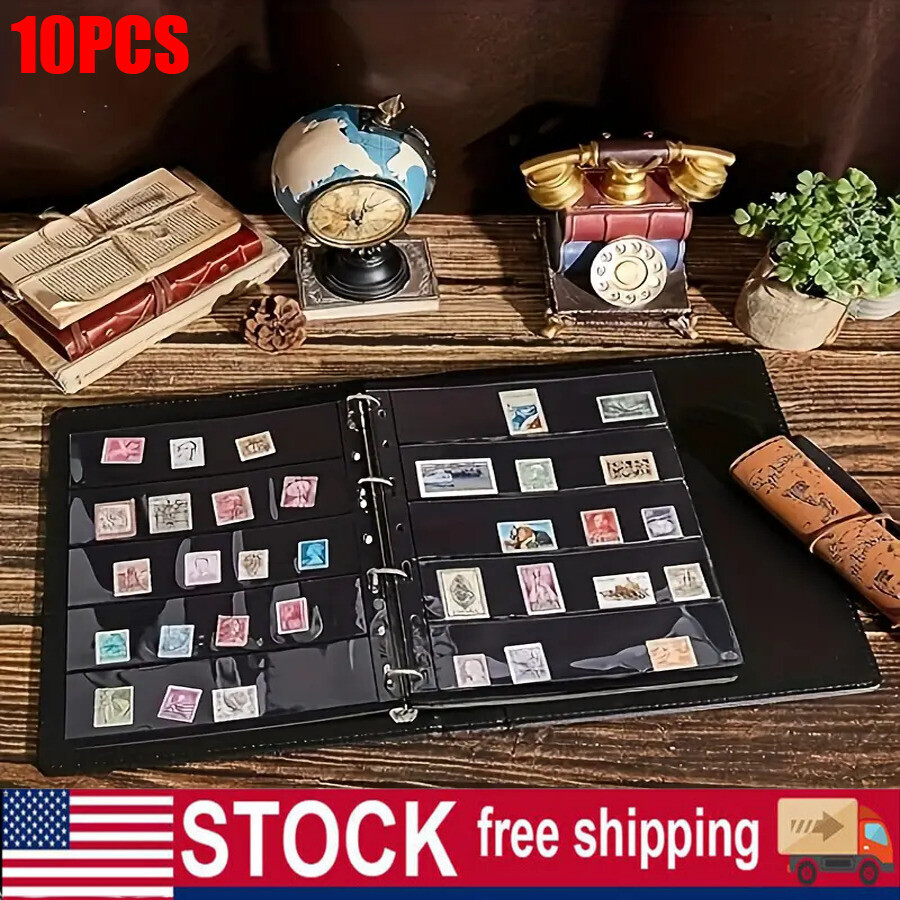 10 Sheet, 5 Rows Pages for Stamp Collectors, Stamp Pages for Stamp Album Binder