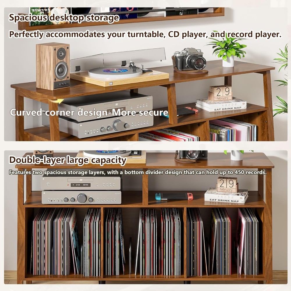 Large Record Player Stand,Mid Century Turntable Stand Table