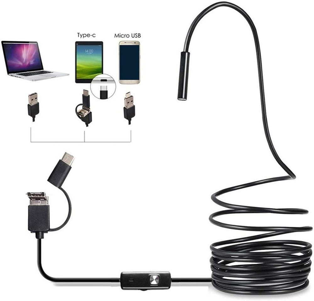 3 in 1 Endoscope Inspection Camera Borescope HD Camera Waterproof Snake Pipe ...