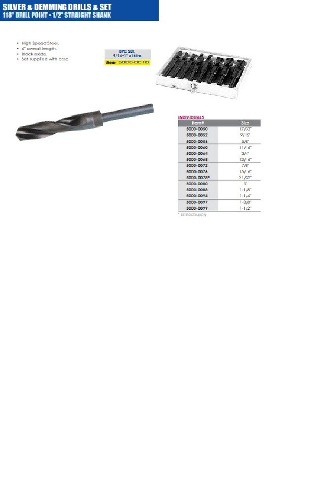 13/16" SILVER & DEMMING DRILL (5000-0068)