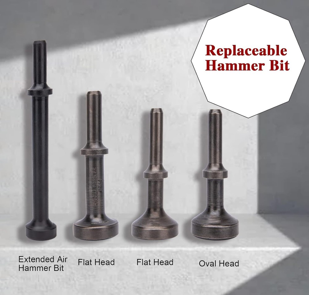5-Pc Smoothing Air Hammer Bit Set, Extended Pneumatic Chisel Attachments Kit
