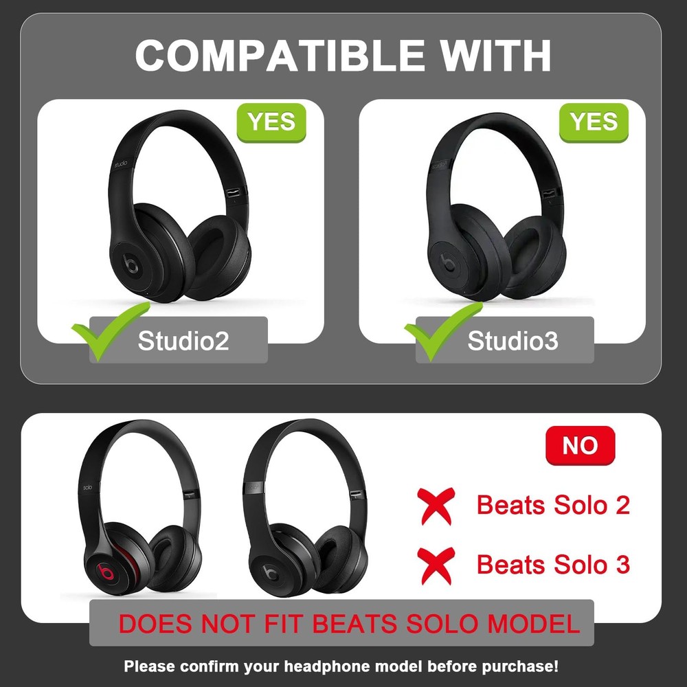 Replacement Ear Pads for Beats Studio 2 & Studio 3 Wired & Wireless Headphone...