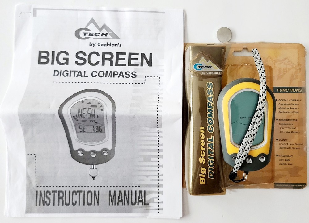 C Tech Digital Compass OB Tested Outdoor Tool Coghlans Clock Thermometer E53