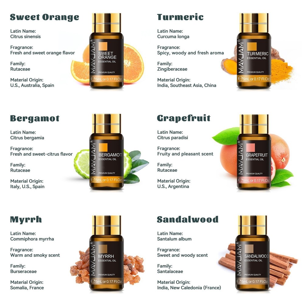MAYJAM 70Pcs 5ml Essential Oil Set Aromatherapy Gift 100% Pure Oils for Diffuser