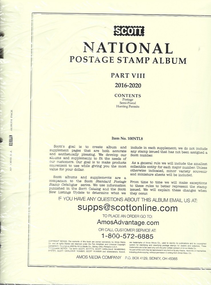 Scott National US Page Set Part VIII 2016-2020 100NTL8
