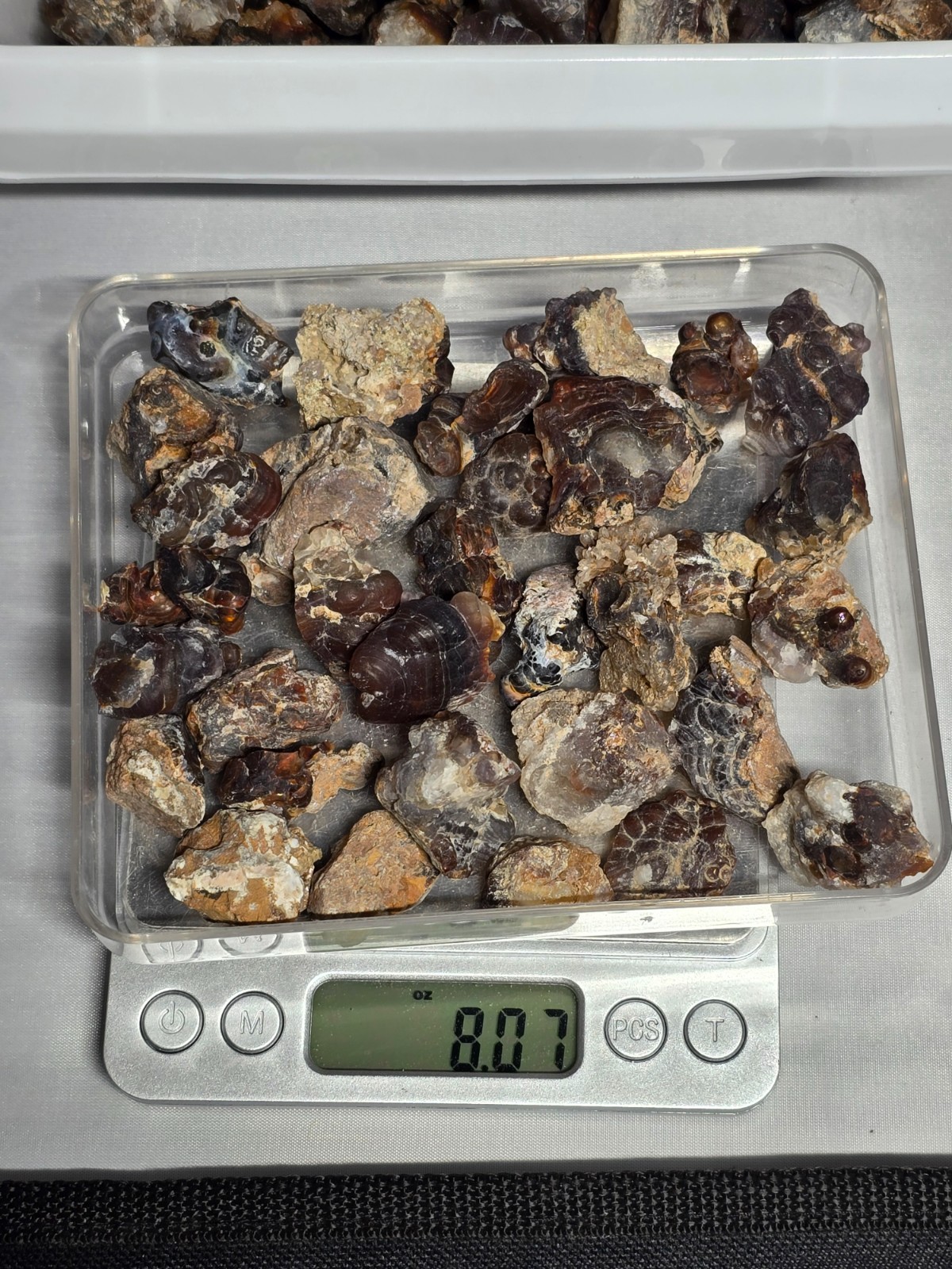 1/2 Lb Mid to Choice Grade Fire Agate Smalls Untreated Colorful Blind Grab Rough