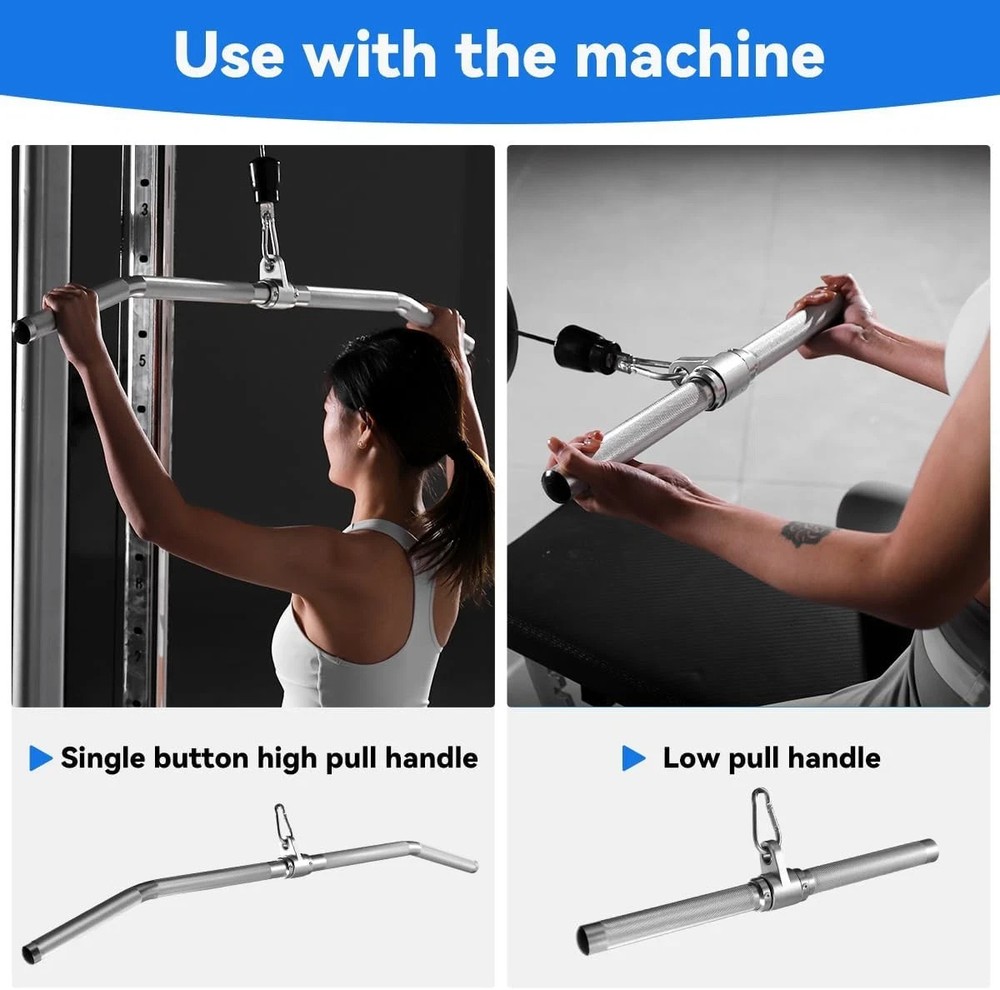 Cable Machine Attachment, Lat Pull down Bar, Lightweigh Aluminum Tricep Straight