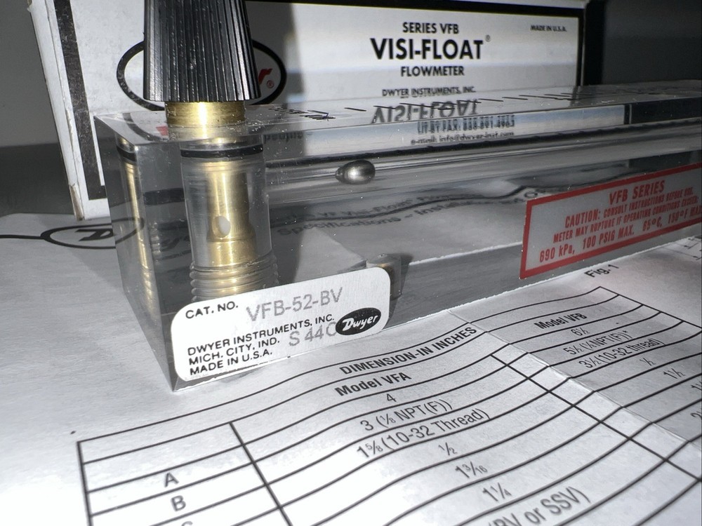 Dwyer VFB-52-BV Visi-Float Flowmeter ~New