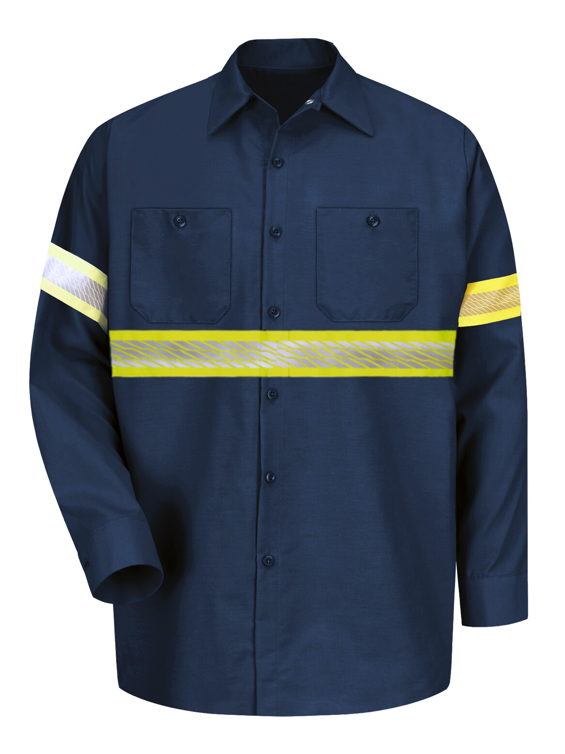 L&M Men's Hi Vis Reflective Safety Work Uniform Shirt New