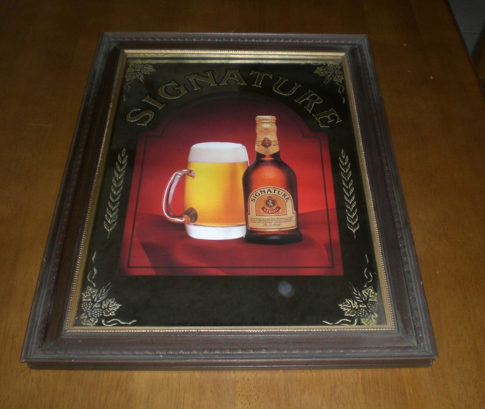 STROH SIGNATURE BEER WOOD FRAME MIRROR