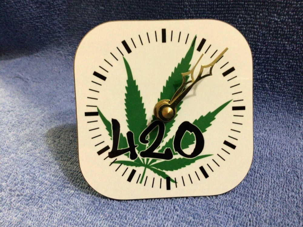 420 Marijuana Leaf Desk Clock 4"