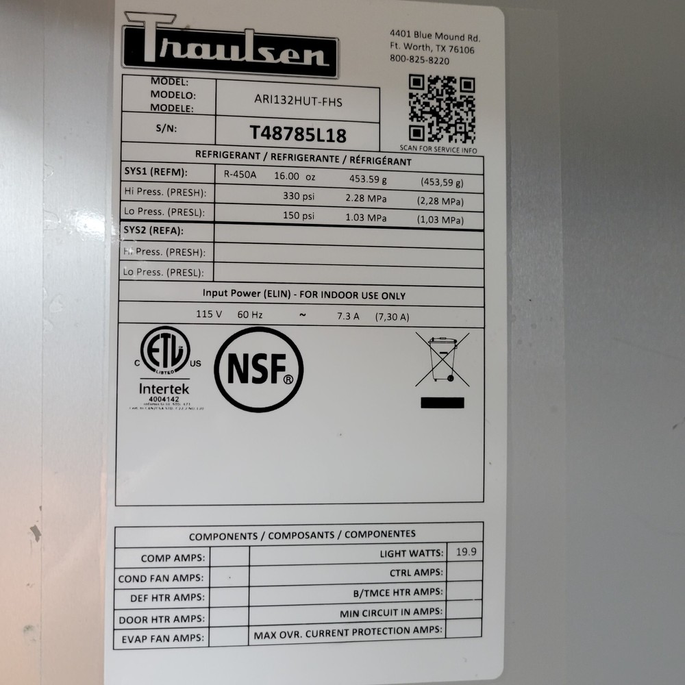 36" One Section Roll In Refrigerator USED Traulsen