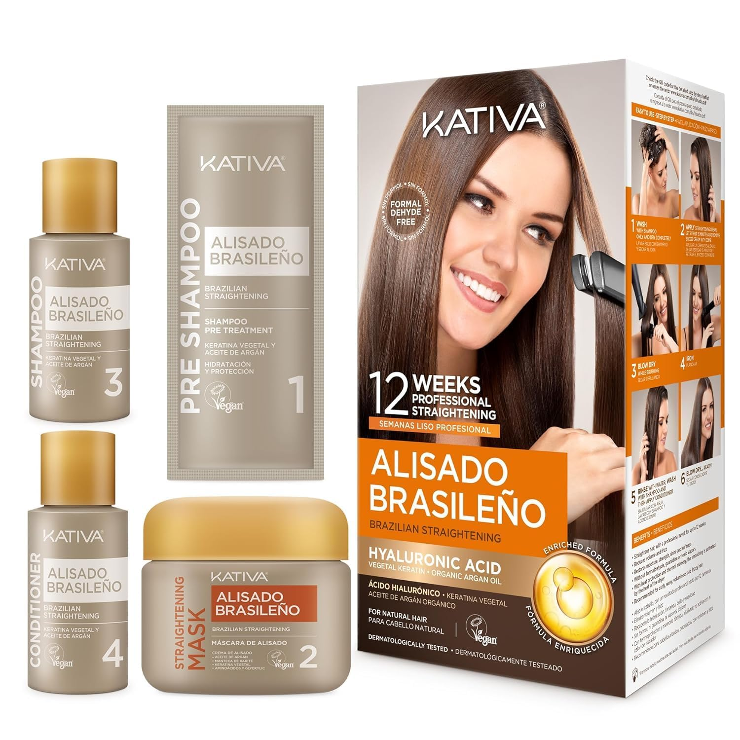 Kativa Brazilian Straightening Kit 12 Weeks of Home Use Professional Keratin