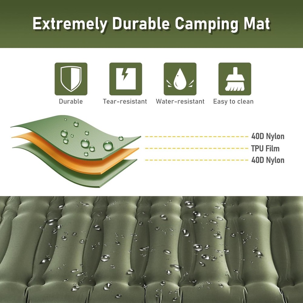 CumbreX Double Sleeping Pad for Camping, 5.5" Ultra-Thick Inflatable Camping ...