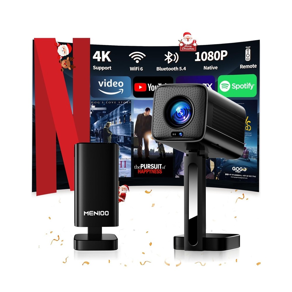 Mini Projector [Built-in Apps & 2026 Upgraded] Support 4K 1080P Auto Focus & ...