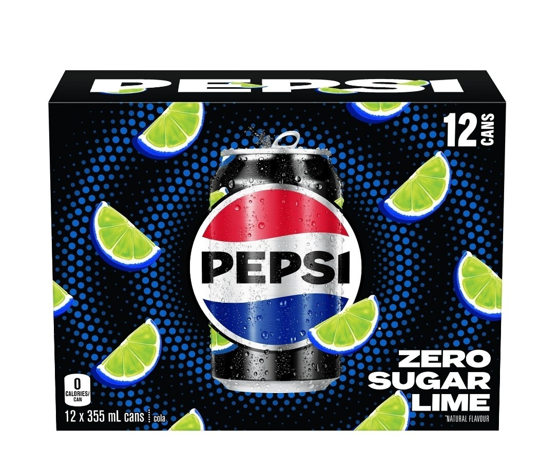 12 Cans Of Pepsi Lime Soft Drink Zero Sugar 355ml / 12 fl oz Each