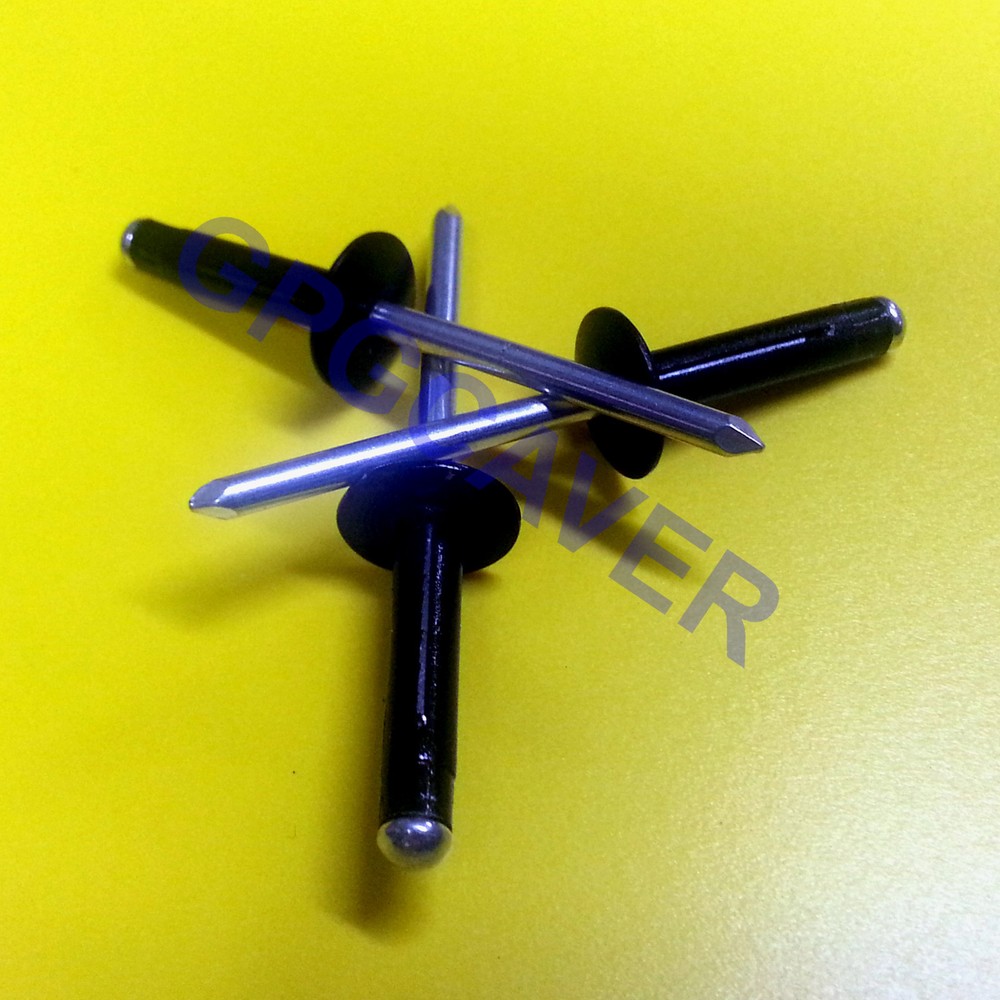 Exploding Tri-Fold Large Head BLACK Racing Pop Rivet 50pc 3/16 Aluminum IMCA