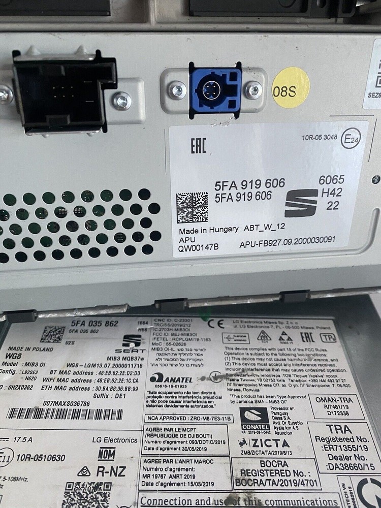 SEAT LEON IV NAVIGATION SAT NAV MIB3 DISPLAY PLUS SCREEN 5FA035862