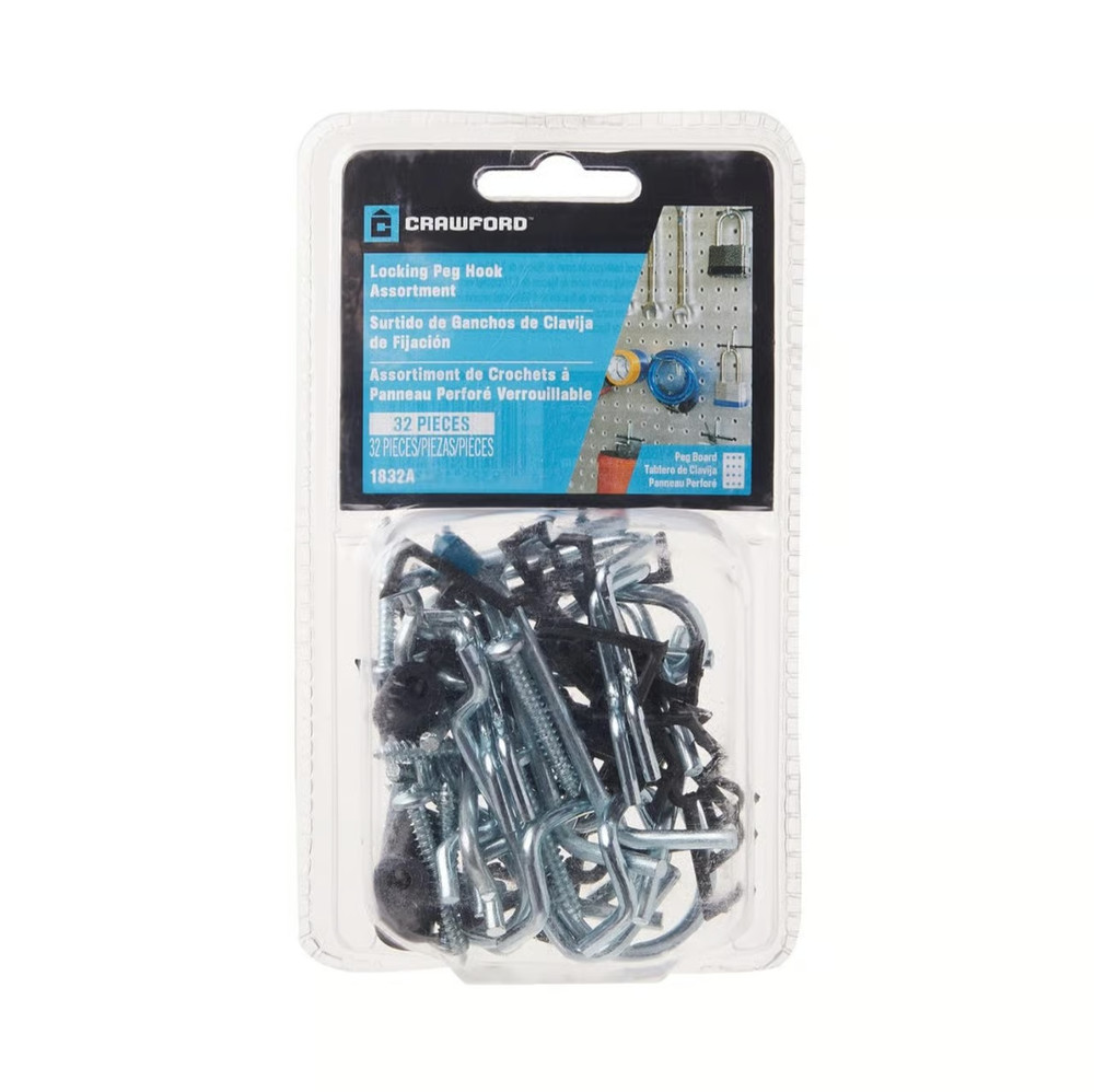 LeHigh Crawford 32-Piece Locking Peg Hook Assortment