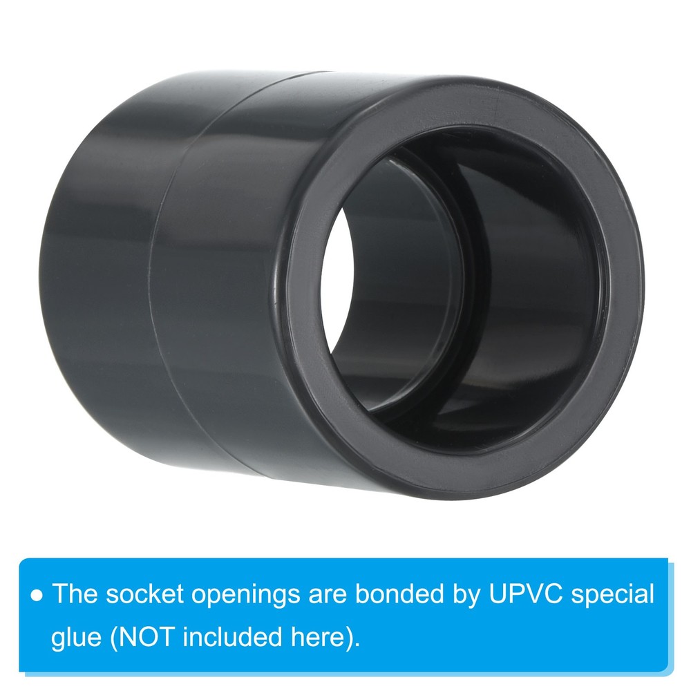 UPVC Pipe Fitting 20mm Socket, 6 Pack Straight Coupling, Dark Grey