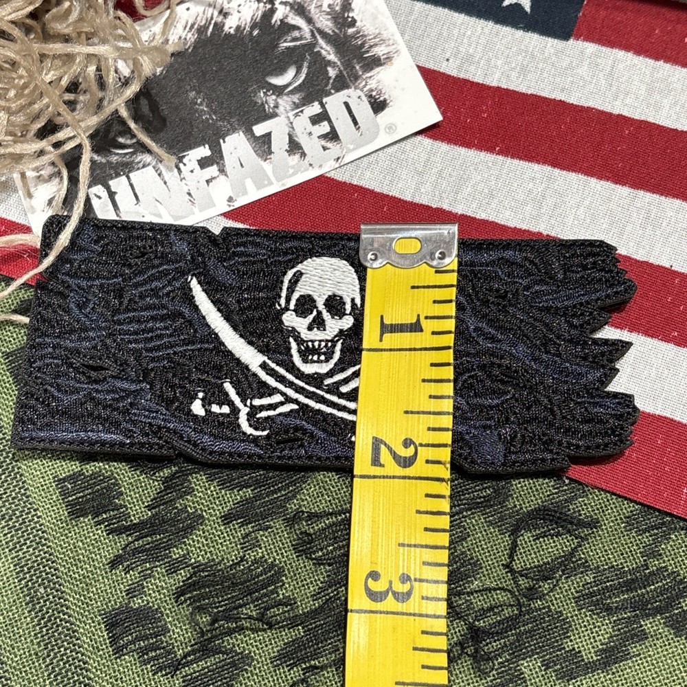 Pirate Flag Banner Size Tactical Hook Loop Patch High Quality ~2x5”