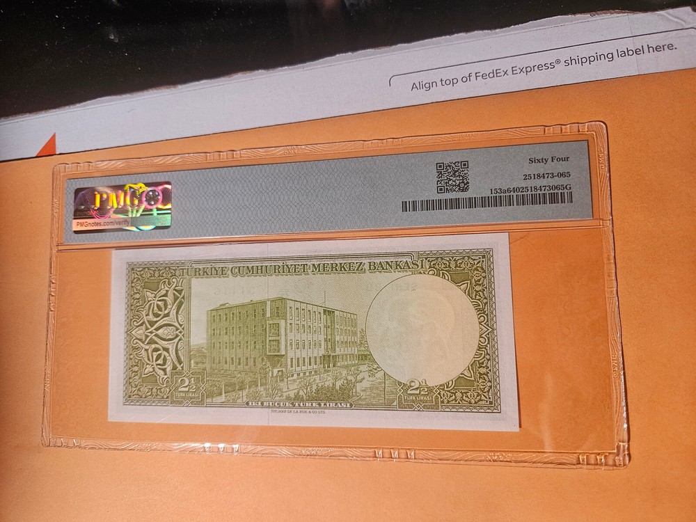 Turkey Banknote AU/UNC PMG graded