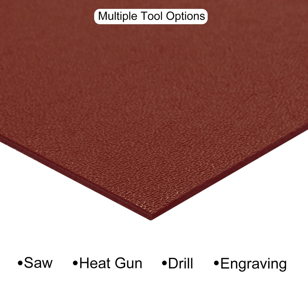 ABS Plastic Sheet 12 x 12", 1/16" Thick Leather Texture Wine Red 3Pcs