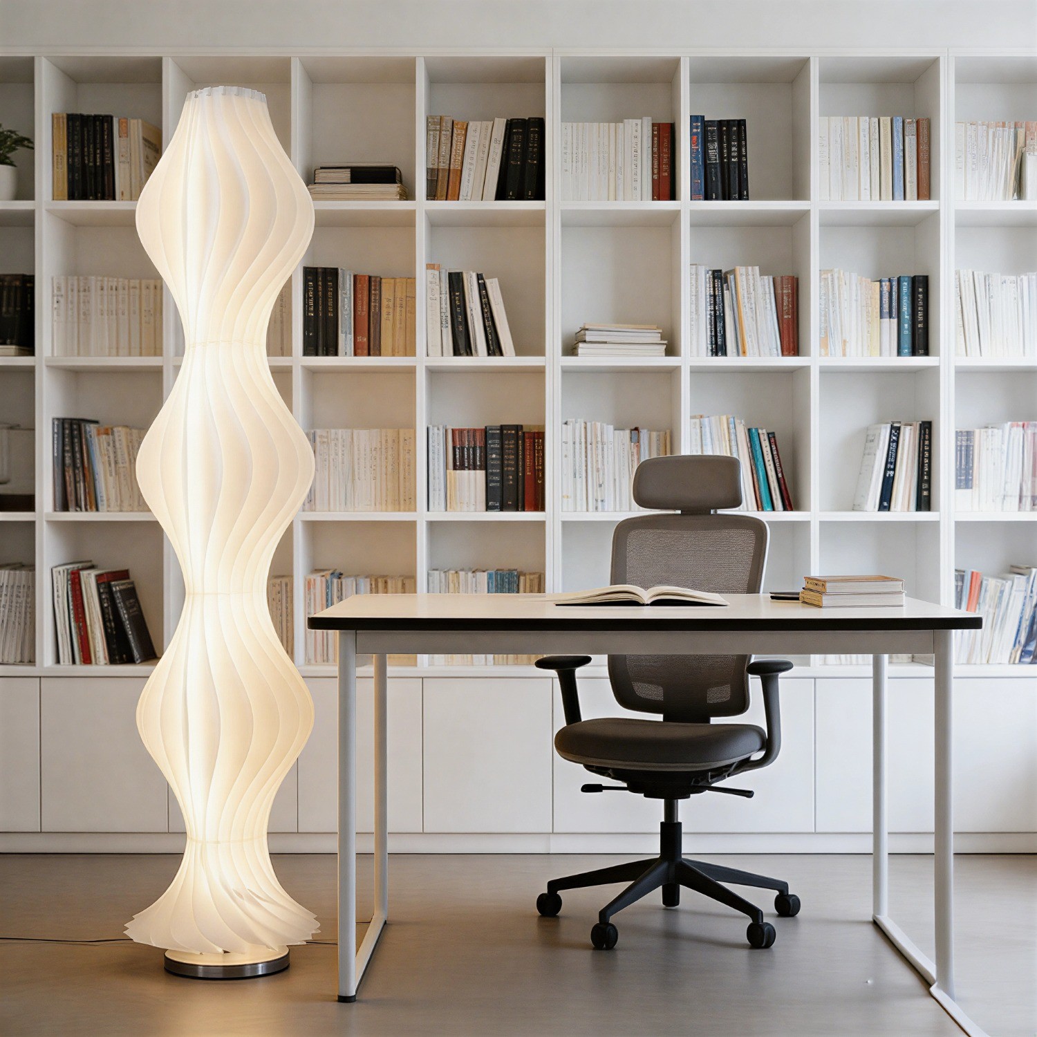 65" Modern Wavy LED Floor Lamp Dimmable Standing Light with Remote Control