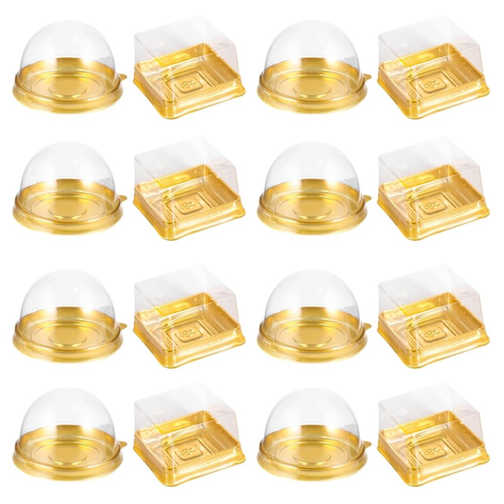 DOITOOL Clear Plastic Mini Cake Box 100 Pack Square Mini Cupcake Containers M...