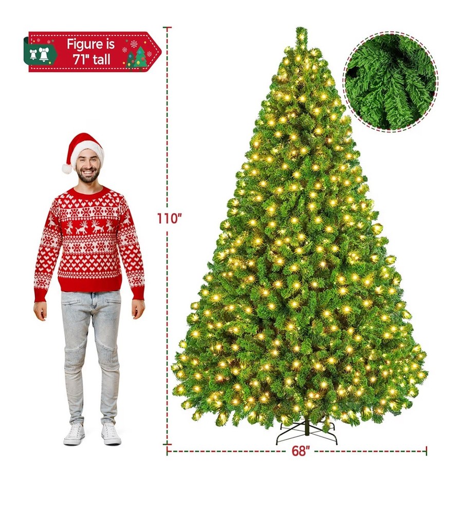 9ft Pre-lit Artificial Christmas Tree with Incandescent Warm White Lights