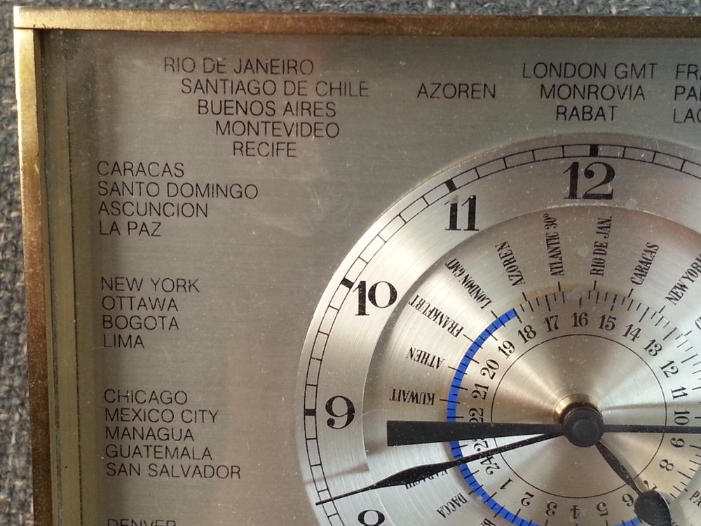 Vtg Elgin West Germany World Time Zone Clock