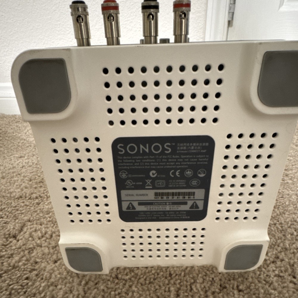 Sonos CONNECT:AMP Power Amplifier 2 Channel 55W Class D RCA Input White