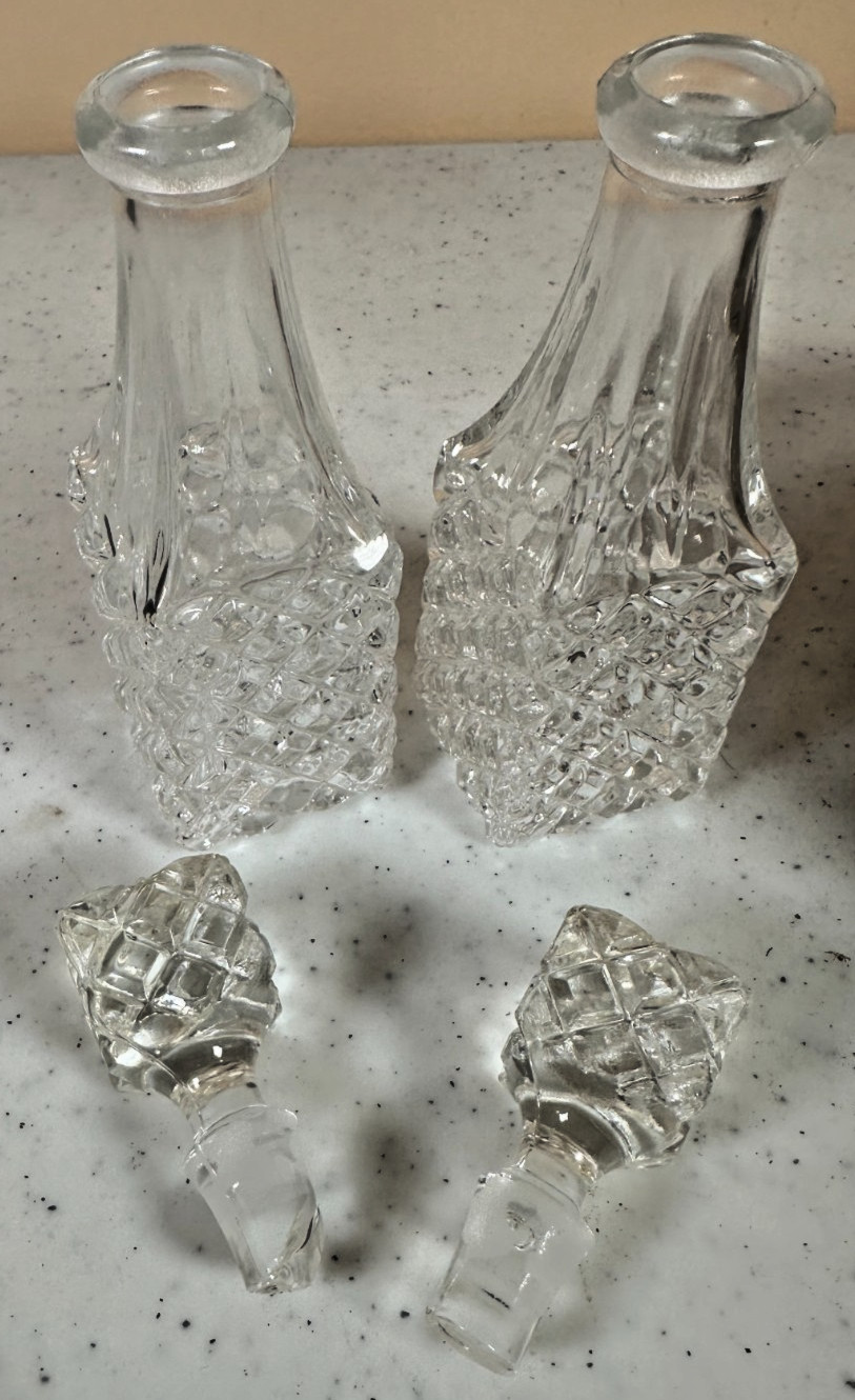 Vintage Victorian Silverplate 5 Piece Cut Glass Cruet Condiment Caddy