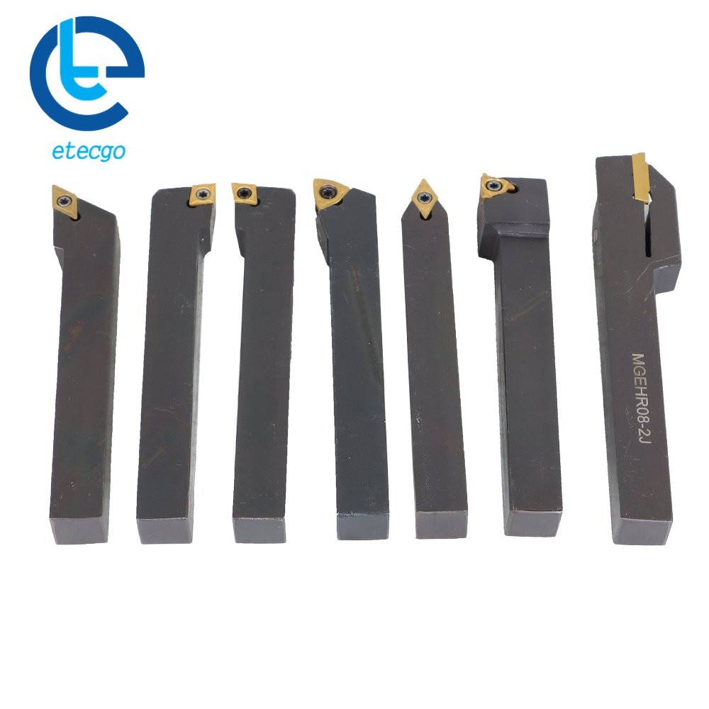 1/2" Lathe Turning Tools+Indexable Carbide Inserts With Storage Box 7Pcs