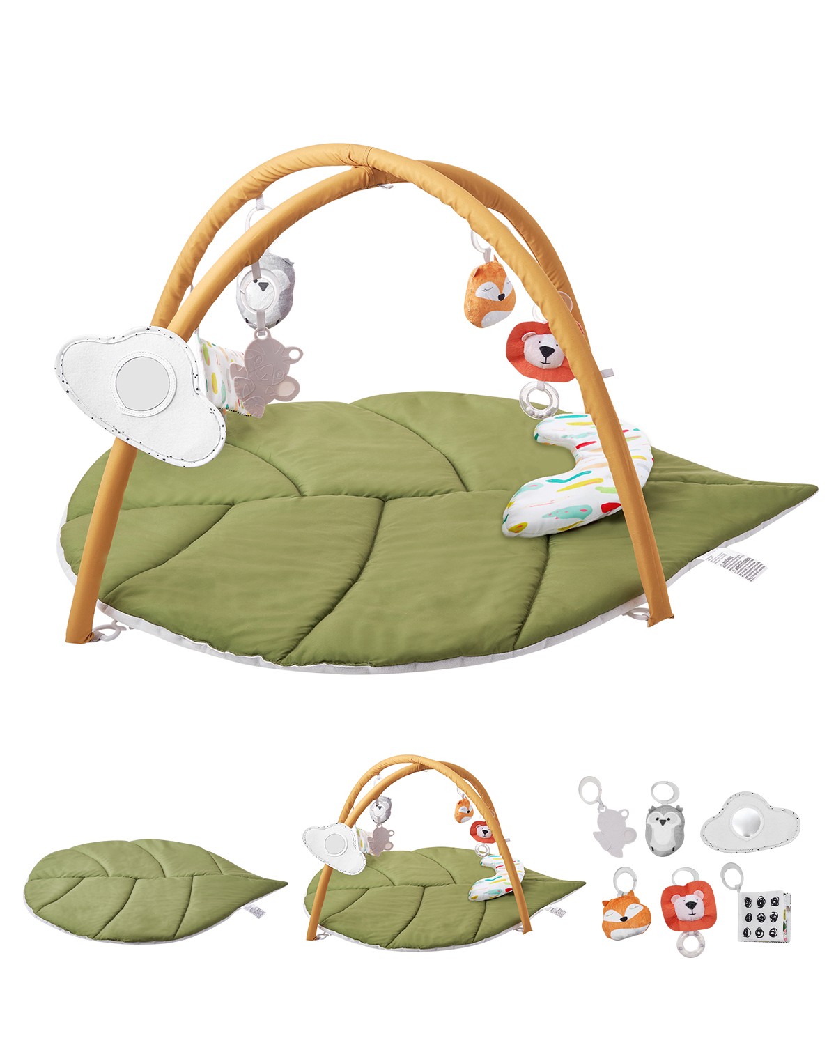 VEVOR Baby Play Gym Mat Tummy Time Activity Mat with 6Sensory Toys 42.9" x 33.5"