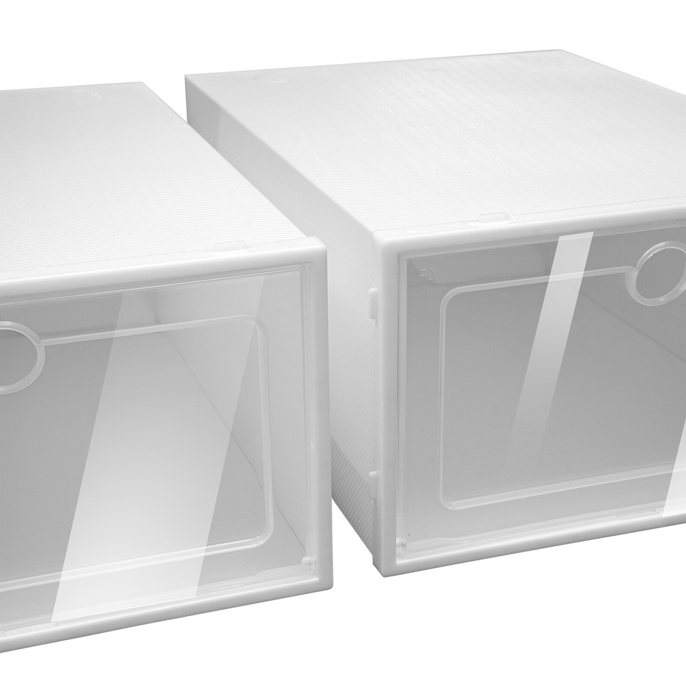 20pcs Large Plastic Shoe Storage Boxes Drawer Stackable Foldable Organiser Clear