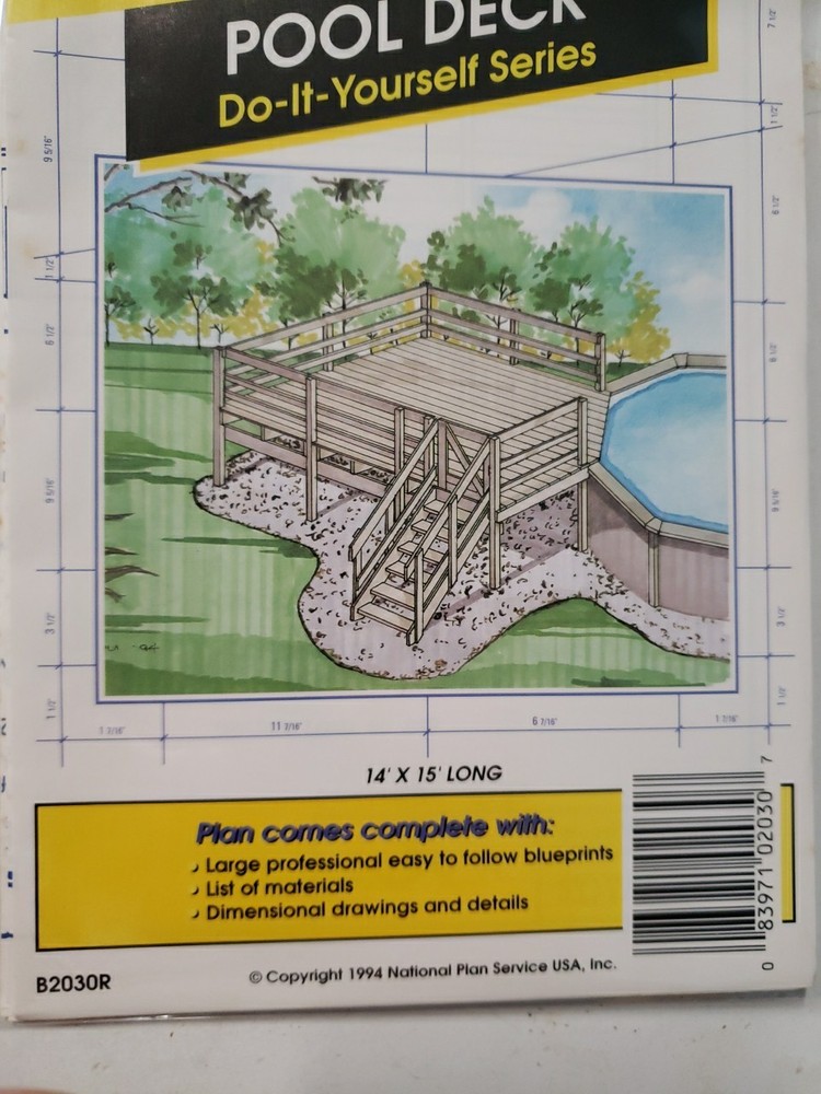 Ucando Pool Deck Plans B2030 R New In Package
