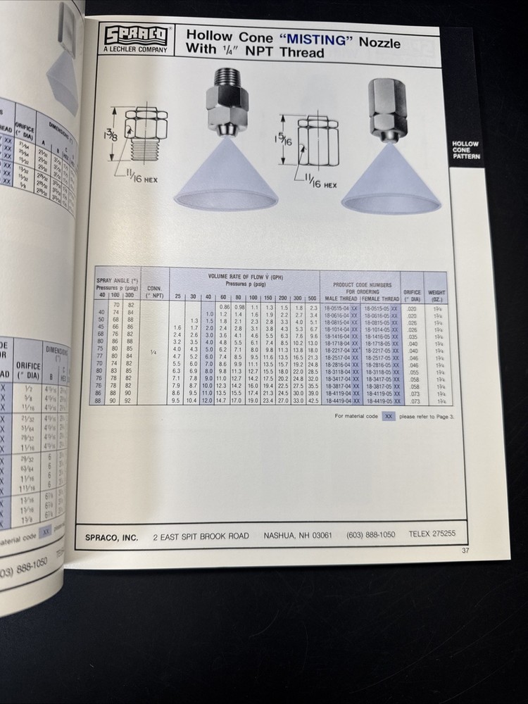 Spraco Spray Nozzle User's Manual Catalog 8507